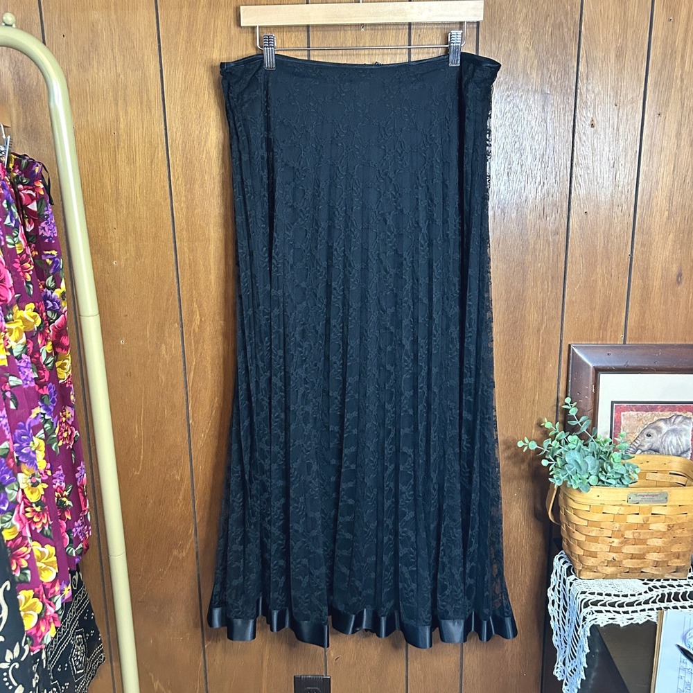 KM Collections Black Lace Maxi Skirt Formal Elegant Party Evening Career